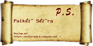 Palkó Sára névjegykártya