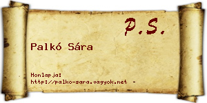 Palkó Sára névjegykártya